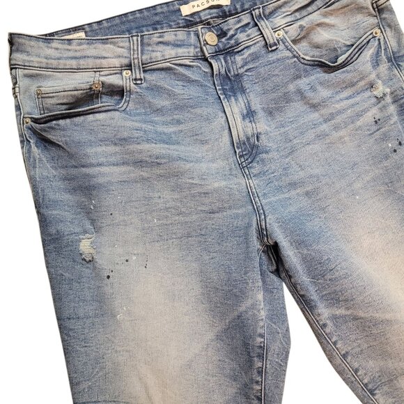 PacSun Men's Stacked Skinny Distressed Paint Splatter Jeans 36x32 Preowned Good - Picture 3 of 9